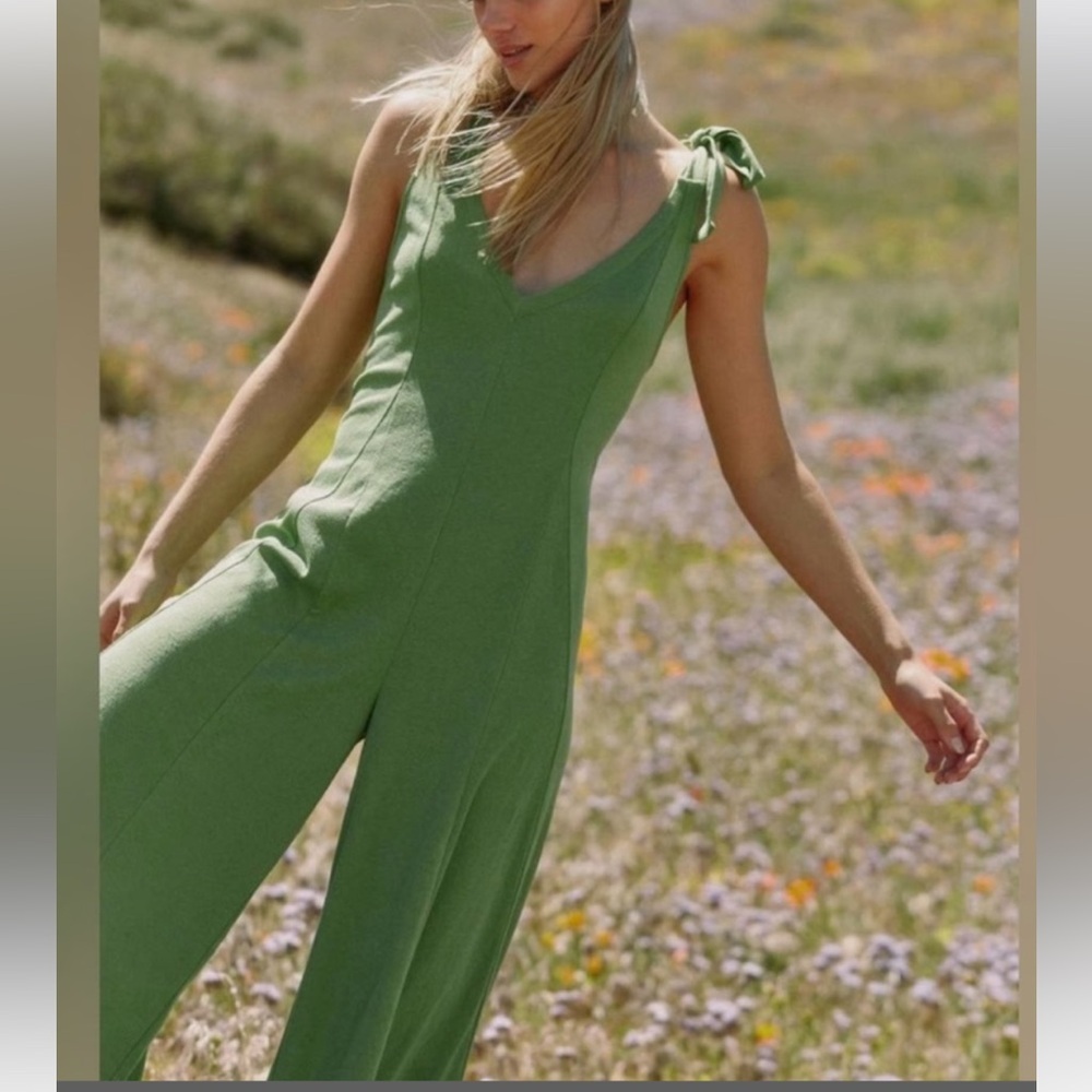 Free People Lime Green Wide Leg Jumpsuit